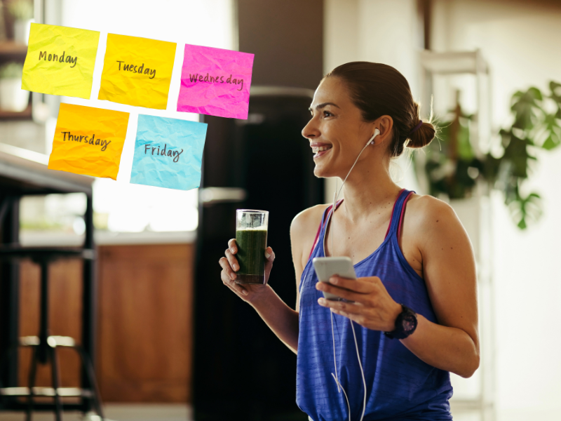 Woman drinking a healthy smoothie to maintain her weight